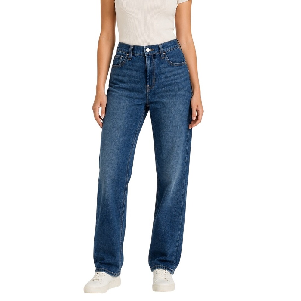 Old Navy Wow Boyfriend Jeans Long Mid Rise Medium Wash Stretch Denim | Womens 4